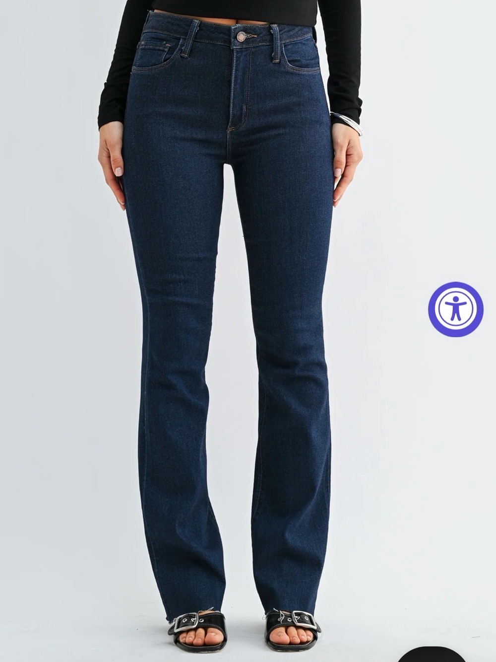 Just Black Dark Blue Mid-Rise Slim Bootcut Jeans